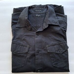 Sean John Mens Shirt Large Black Linen Classic Button Up Y2K  Size L